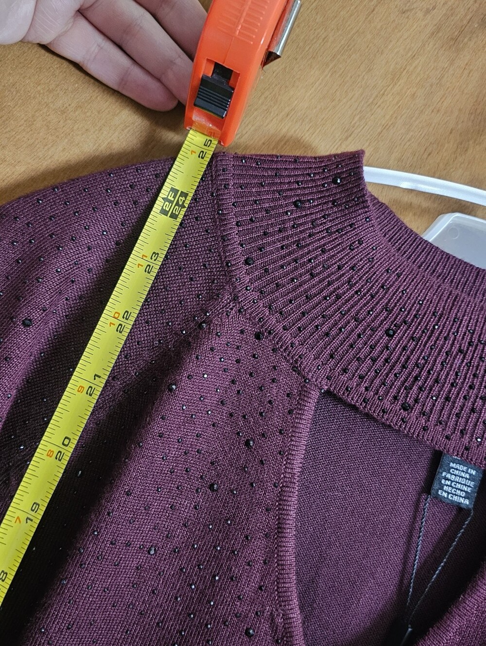 Cable & Gauge Mock Neck Keyhole cutout rhinestone long sleeve knit sweater New - Picture 10 of 11